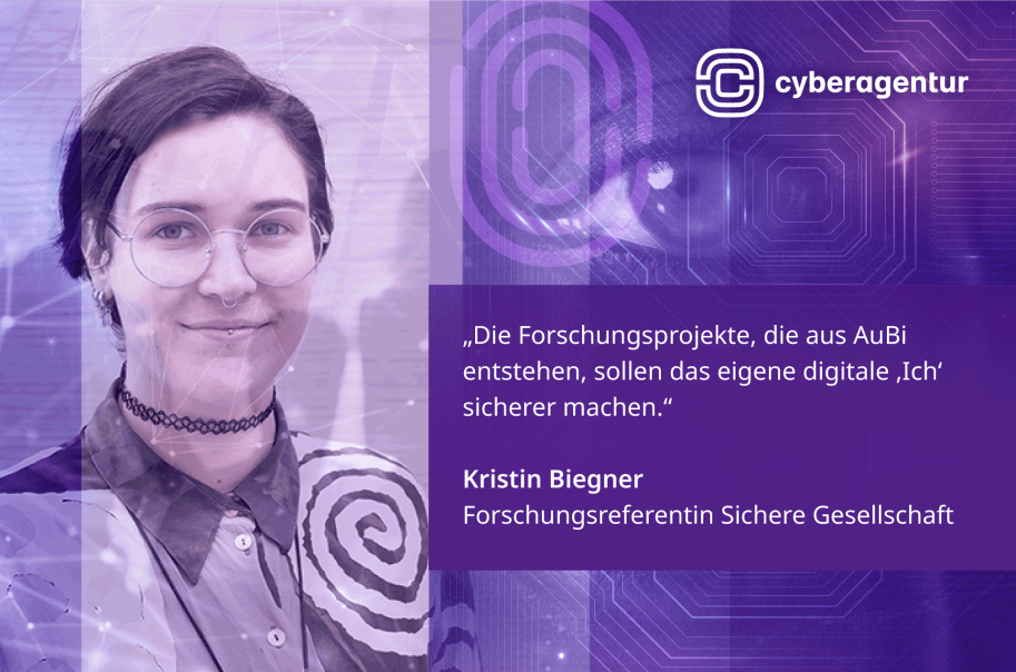 Kristin Biegner, Forschungsreferentin in der Abteilung Sichere Gesellschaft der Cyberagentur. Montage: BZ/IK/Cyberagentur