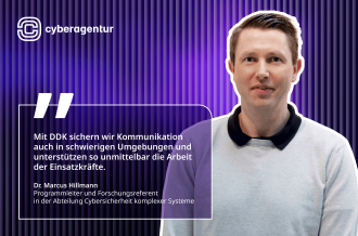 Dr. Marcus Hillmann erläutert zur Ausschreibung des Forschungsprogramms DDK die Bedeutung verlässlicher Kommunikation in schwierigen Umgebungen.