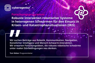 IRiS sucht Forschungsideen für robuste robotische Schwärme: Gefragt sind Beiträge aus Robotik, Kommunikation, Navigation, Künstlicher Intelligenz und Mensch-Schwarm-Interaktion.